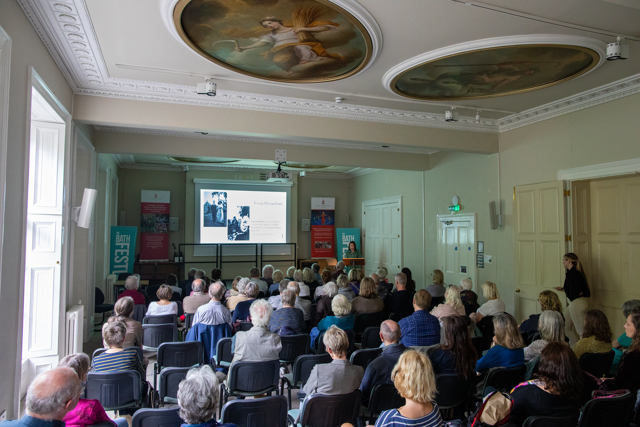 A full audience inside Bath Royal Literary and Scientific Institution