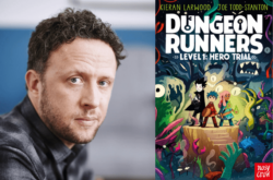 Kieran Larwood and book cover of Dungeon Runners