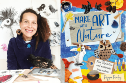 Pippa Pixley and book cover of Make Art with Nature