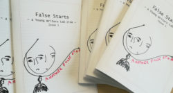 Covers of 'False Starts' Young Writers Lab magazines.