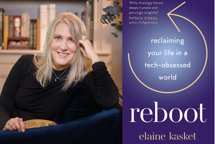 Elaine Kasket and book cover of Reboot