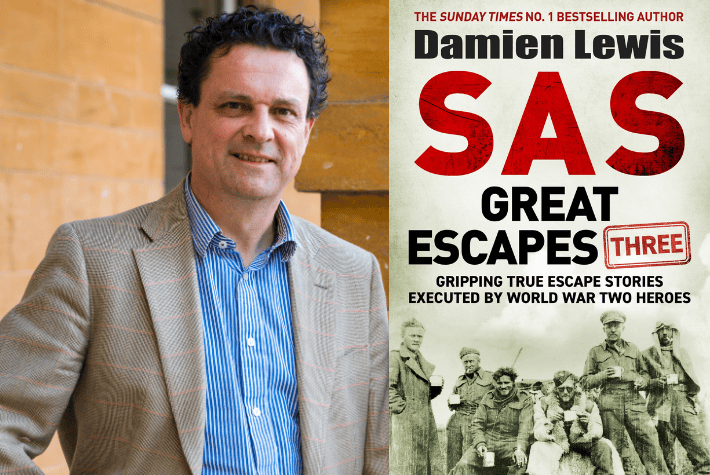 Damien Lewis and Book Cover SAS Great Escapes